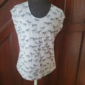 Zebra Print Womens Sleeveless Top Tabitha Webb Size Large Crew Neck Casual Wear